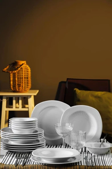Kütahya Porselen Çisil 18 Parça 6 Kişilik Yemek Takımı Outlet