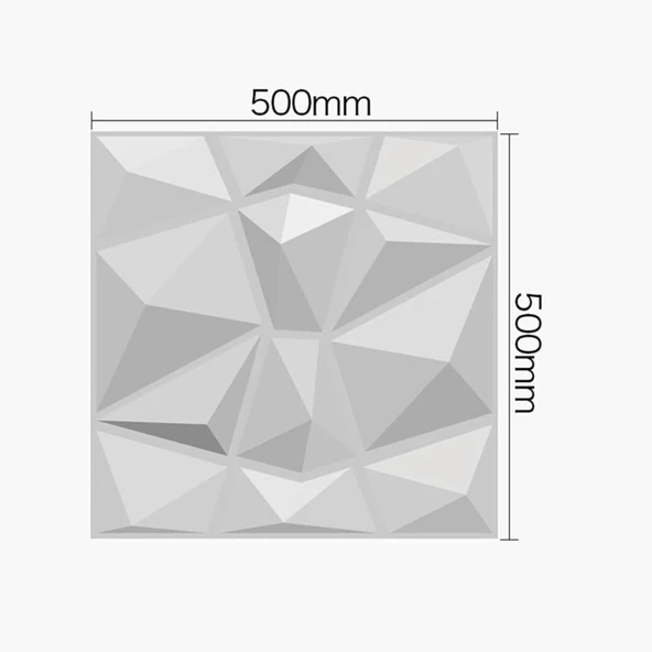 50cm x 50cm 1 Adet Beyaz 3D Abs Malzeme PVC Dayanıklı Duvar Paneli Silinebilir Geometrik Model Panel - Resim 2