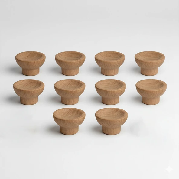 Alegro Düğme 10 Adet Set Açık Ceviz Plastik Tek Vidalı Mutfak Dolabı Çekmece Dolap Kulpu Kulbu Model ürün görseli