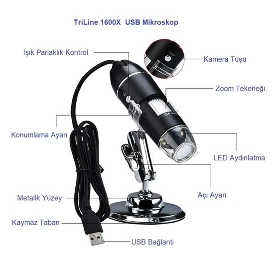 DailyTech 1600X Zoom 2MP USB Dijital Mikroskop 8 Ledli Kamera - 16
