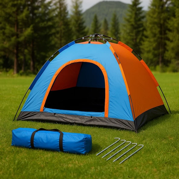 8 Kişilik Tam Otomatik Kamp Çadırı | Su Geçirmez, Dayanıklı, Metalize Kaplı, 250×250×170 cm