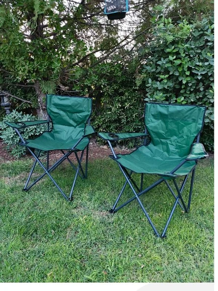 Mandella Rejisör Kamp Sandalyesi Piknik, Plaj, Balıkçı,Bahçe,Balkon Sandalyesi Yeşil (1 Adet) - Resim 3