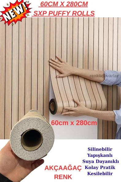 60cm x 280cm 1 Adet Kendinden Yapışkanlı krem Lambiri Desenli Duvar Paneli Kağıdı YG002 ürün görseli