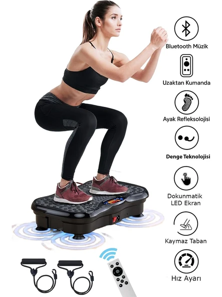 Yasomi Vibrostar TH-0070-E Bluetoothlu 3D 5 Programlı Titreşimli Spor Kondisyon Fitness Egzersiz Aleti - Siyah ürün görseli 1