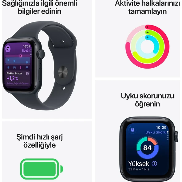 Apple Watch Se 3 Gps, 44 mm Yıldız ışığı Alüminyum kasa ve Yıldız ışığı Spor kordon - m/l - 3