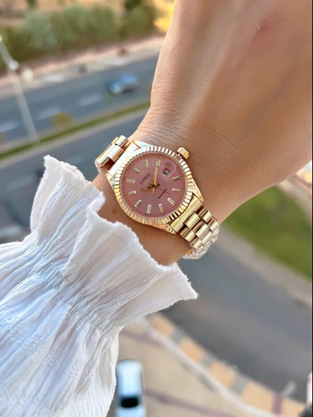 Coliseum Çelik Kordon Takvimli Kadran Özel Tasarım Vintage Seri Kadın Kol Saati+Bileklik PS.8341.M3 - Resim 2