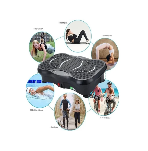Yasomi Vibrostar TH-0070-E Bluetoothlu 3D 5 Programlı Titreşimli Spor Kondisyon Fitness Egzersiz Aleti - Siyah - Resim 2