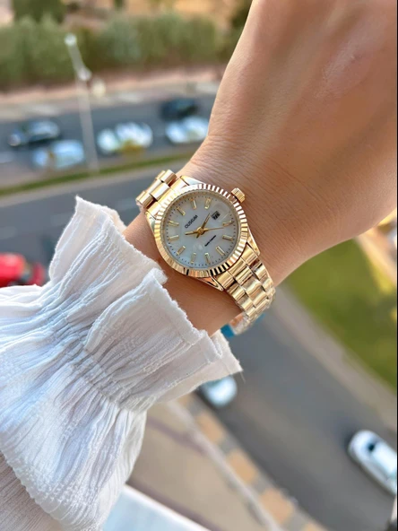 Coliseum Çelik Kordon Takvimli Kadran Özel Tasarım Vintage Seri Kadın Kol Saati+Bileklik PS.8341.M4 - Resim 2