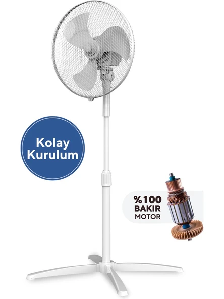 KUMTEL Beyaz Vantilatör 16'' (3P) Ktf-290