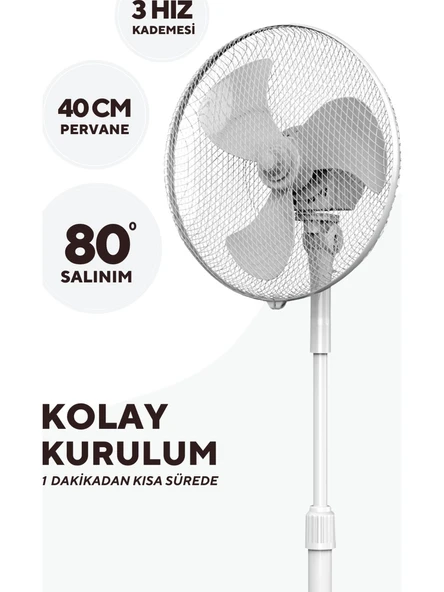 KUMTEL Beyaz Vantilatör 16'' (3P) Ktf-290 - 3