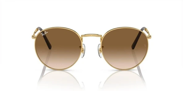 Ray-Ban New Round 3637 001/51 Gold-Light Brown Güneş Gözlüğü - 1