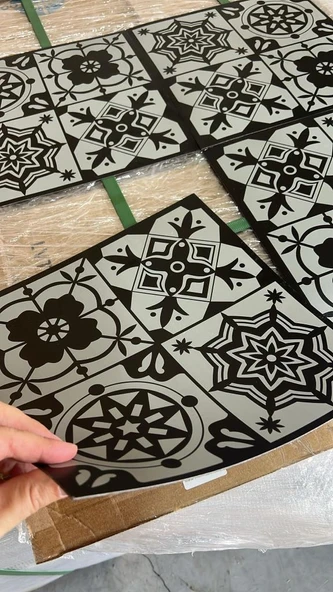 30cmx30cm 10 Adet Yapışkanlı Osmanlı çini Floor Pvc Panel  Zemin Kaplama Paneli Arkası Kauçuklu 2124 - 8