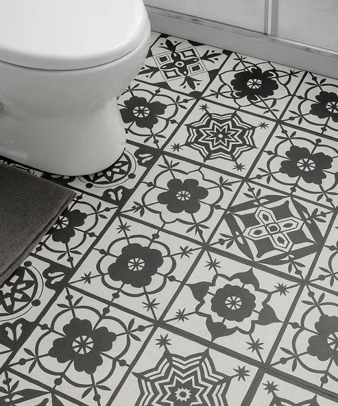 30cmx30cm 10 Adet Yapışkanlı Osmanlı çini Floor Pvc Panel  Zemin Kaplama Paneli Arkası Kauçuklu 2124 - 5