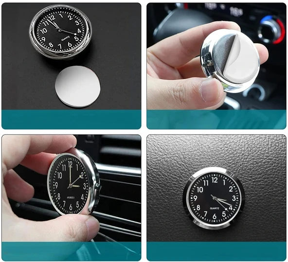 DailyTech Aydınlık Araç Araba Tekne Bisiklet İçin Mini Kuvars Saat - DailyTech - BEYAZ - 6