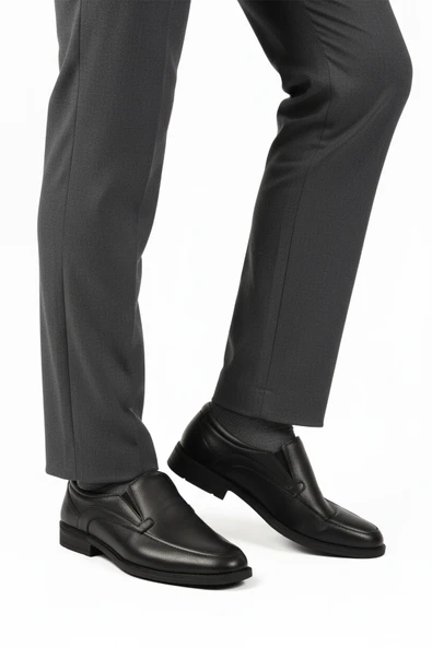 Ayakmod Siyah Bağcıksız Deri Jel Taban Anatomik Erkek Casual Ayakkabı 301 M ürün görseli