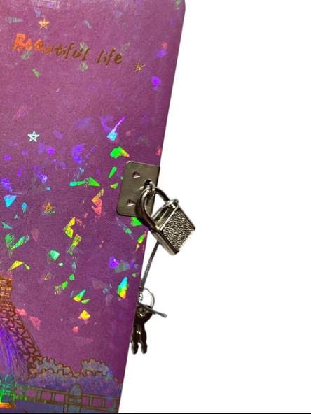 Yıldızlı Gece Hatıra Defteri (Günlük) Kilitli Defter 80 yaprak - Paris Eyfel - Resim 2