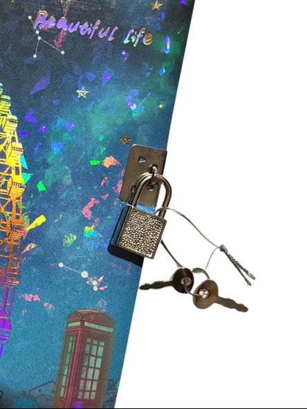 Yıldızlı Gece Hatıra Defteri (Günlük) Kilitli Defter 80 yaprak - Lunapark - Resim 2