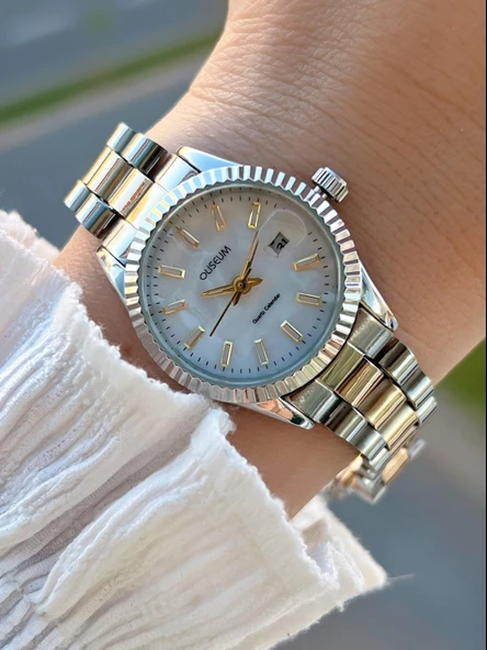 Coliseum Çelik Kordon Takvimli Kadran Özel Tasarım Vintage Seri Kadın Kol Saati+Bileklik PS.8341.M8 ürün görseli