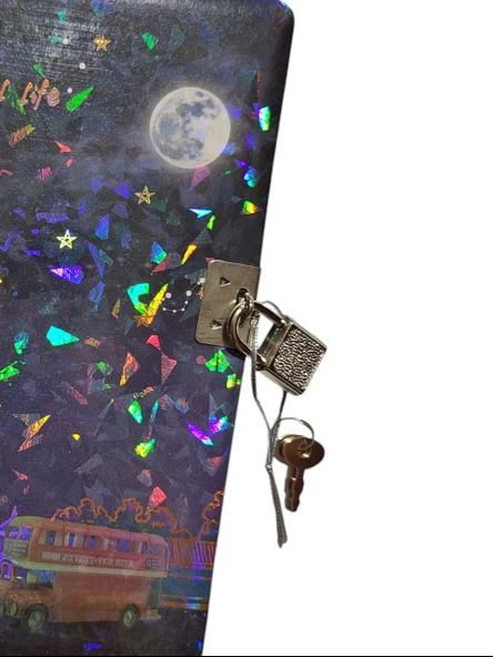 Yıldızlı Gece Hatıra Defteri (Günlük) Kilitli Defter 80 yaprak - Saat Kulesi - Resim 2