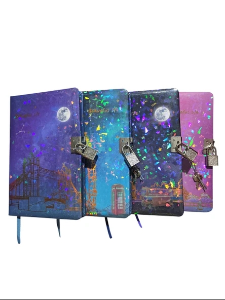 Yıldızlı Gece Hatıra Defteri (Günlük) Kilitli Defter 80 yaprak - Lunapark - Resim 5