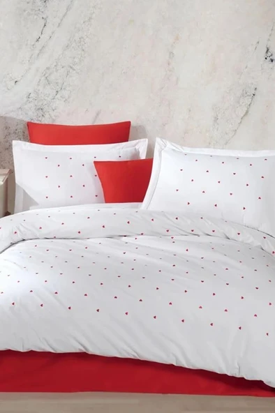 Lubow Poplin Nakışlı Çift Kişilik Nevresim Takımı Premium Beyaz ürün görseli