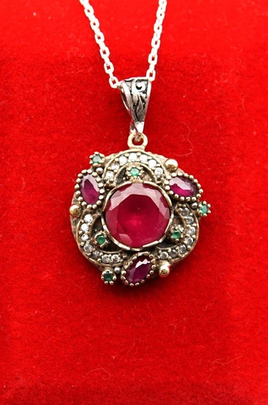 925 Ayar Kadın Oltu Taşı Kadın Kolye sk00091 ürün görseli 1