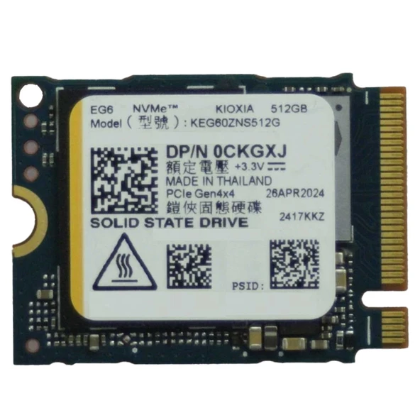 Kioxia EG6 512GB 4100/2600MB/s Gen4x4 M.2 22x30 SSD - 1