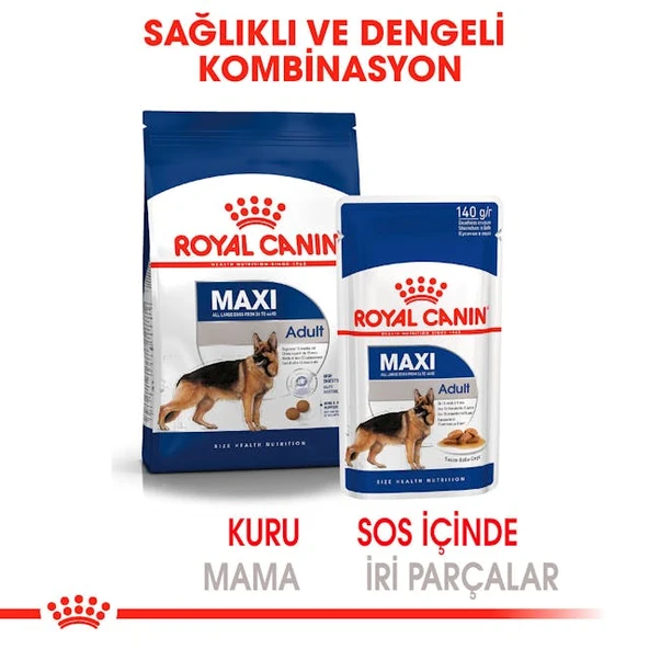 Royal Canin Maxi Adult Büyük Irk Yetişkin Köpekler İçin Parça Etli Konserve Yaş Mama Pouch 140 Gr - Resim 8