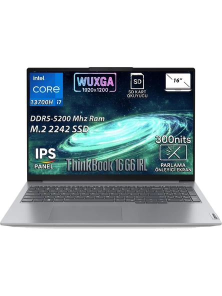 Lenovo Thinkbook 16 G6 Irl Intel Core I7-13700H 16GB 512GB SSD 16" Wuxga IPS Panel Freedos Taşınabilir Bilgisayar 21KH00V1TR
