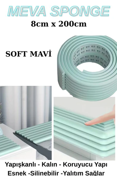 8cmx200cm 1 Adet Yapışkanlı Meva Mavi Lambiri model Çıta Süpürgelik Tablo Tavan Koruyucu Kenar Çıta ürün görseli