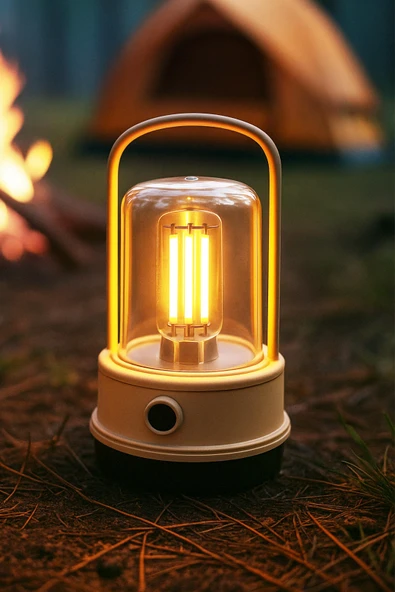 Şarjlı Kamp Lambası Filament Işıklı Orta-Yüksek Işık SOS Askılı Işıldak El Feneri Gece Lambası 382 - Resim 8