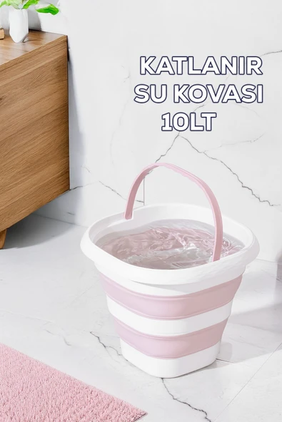Porsima 1175-1 Damla Katlanabilir Silikon Su Kovası 28x30cm Banyo Balkon Temizlik Kovası 10 Lt. - Pudra ürün görseli