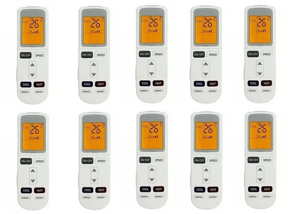 10 Adet baymak ile uyumlu Klima Kumandası-Işıklı Ekranlı ürün görseli