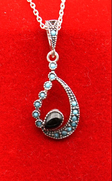 925 Ayar Kadın Oltu Taşı Kadın Kolye sk00093 ürün görseli 1