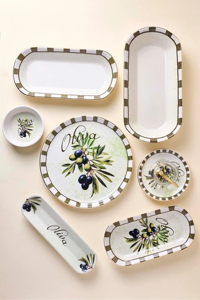 Perotti Olives 37 Parça Yaldızlı Kahvaltılık Seti Çay Seti 6 Kişilik Stackable Kahvaltı Takımı Çay Takımı - 3