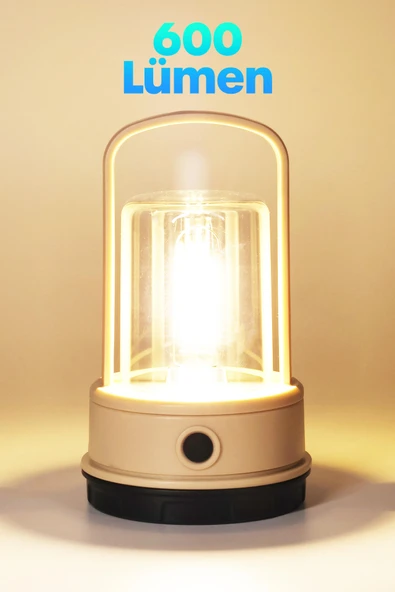 Şarjlı Kamp Lambası Filament Işıklı Orta-Yüksek Işık SOS Askılı Işıldak El Feneri Gece Lambası 382 - Resim 4