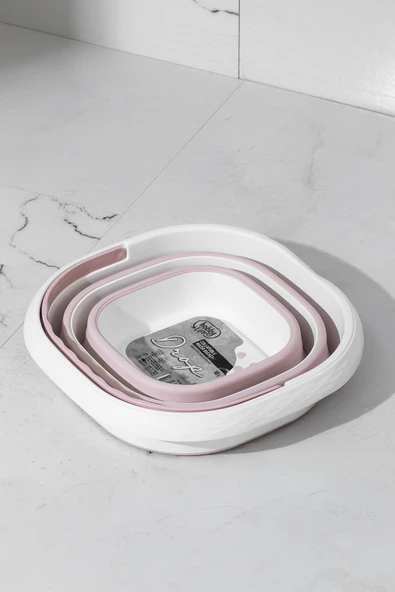 Porsima 1175-1 Damla Katlanabilir Silikon Su Kovası 28x30cm Banyo Balkon Temizlik Kovası 10 Lt. - Pudra - Resim 2