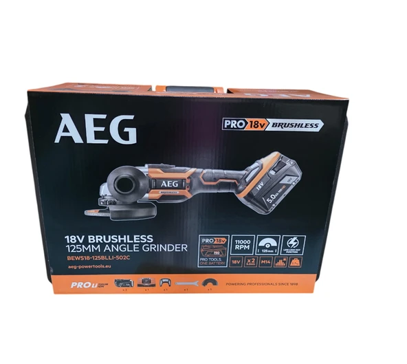 AEG BEWS18-125BLLI-502C AKÜLÜ KÖMÜRSÜZ AVUÇ TAŞLAMA 18 VOLT 5.0 AH 125 MM - 5