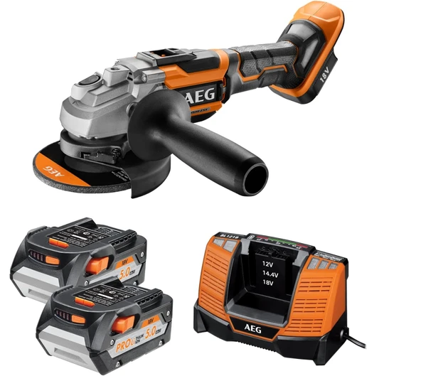 AEG BEWS18-125BLLI-502C AKÜLÜ KÖMÜRSÜZ AVUÇ TAŞLAMA 18 VOLT 5.0 AH 125 MM