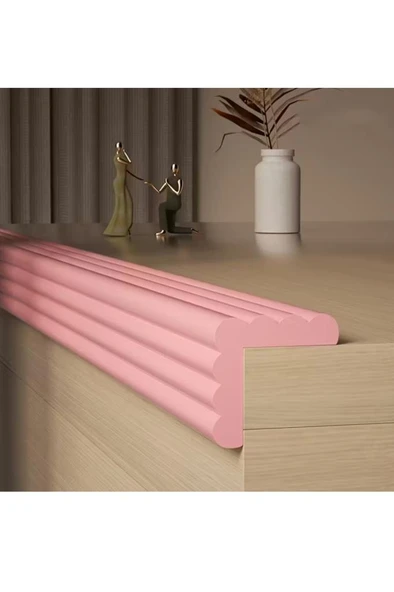 8cmx200cm 1 Adet Yapışkanlı Meva Pembe Lambiri model Çıta Süpürgelik Tablo Tavan Koruyucu Kenar Çıta - 5