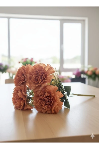 Koca 7 kafalı 40 cm Karanfil turuncu somon renginde ev vazo dekor ürünü ürün görseli