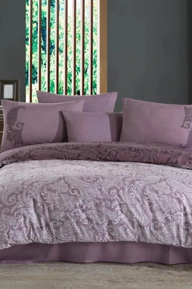 Leona Çift Kişilik Ranforce Nevresim Takımı Pudra ürün görseli