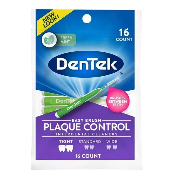 DenTek Easy Brush Gelişmiş Temiz Plak Kontrolü Diş Arası Temizleyicileri Sıkı 16 Adet