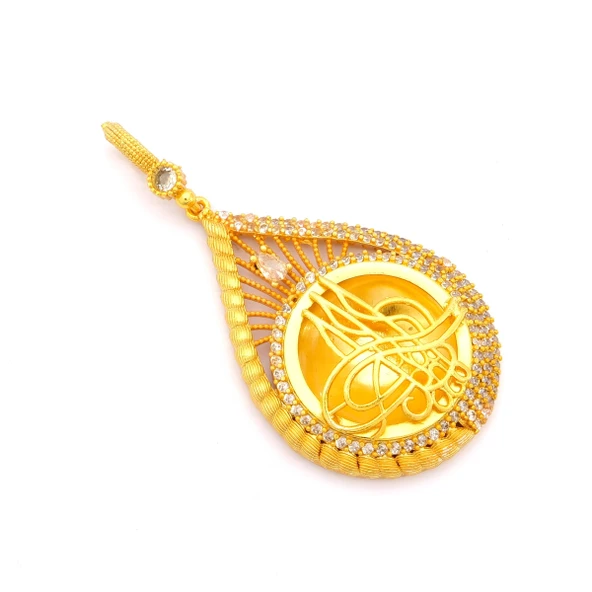 Altın Kaplama Tuğralı Kolye Ucu TGR-722 - Resim 2