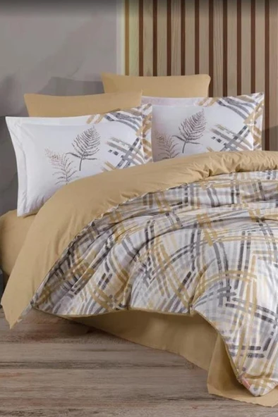 İrma Çift Kişilik Ranforce Nevresim Takımı Bej ürün görseli