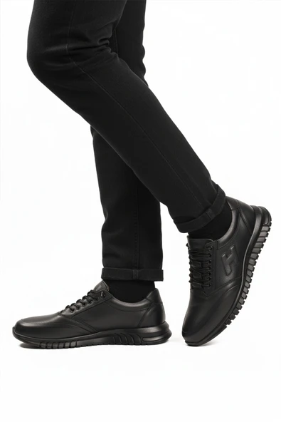 Ayakmod Siyah Bağcıklı Deri Jel Taban Anatomik Erkek Casual Ayakkabı 315 M