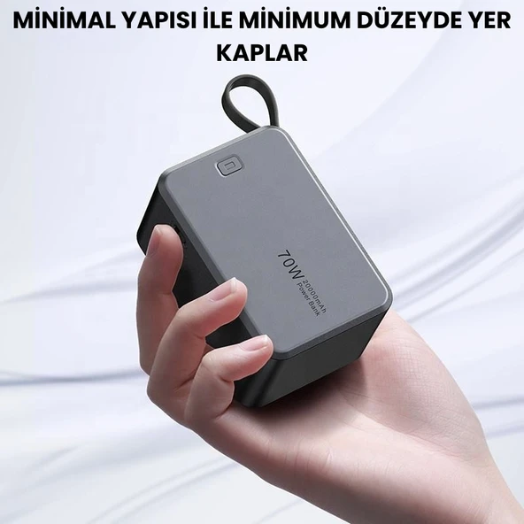 SMAYLİNG 20000 mAh 70W Süper Hızlı Şarj Powerbank  Dahili Type C Kablo, Çoklu Çıkış, LED Ekranlı Taşınabilir Şarj Cihazı - 2