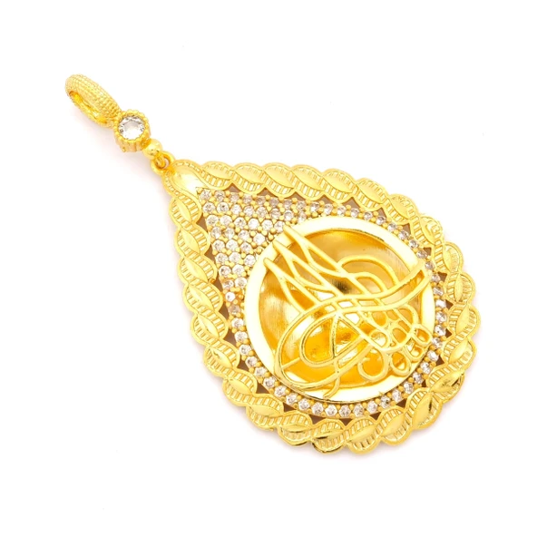 Altın Kaplama Tuğralı Kolye Ucu TGR-720 - Resim 2