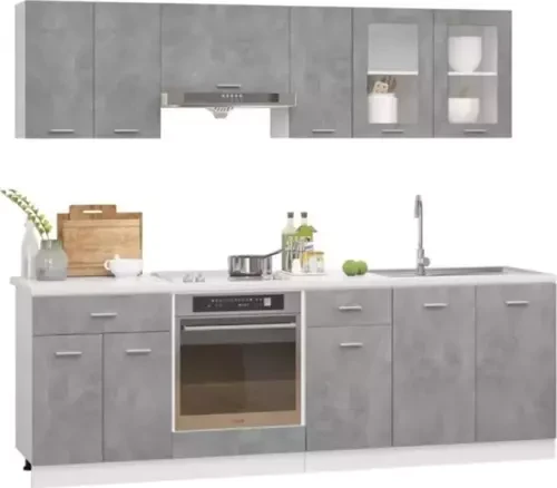 Tdesigno Tuana Mutfak 210 Cm Tezgah Dahil - Beton Görünümlü Kapak - 1