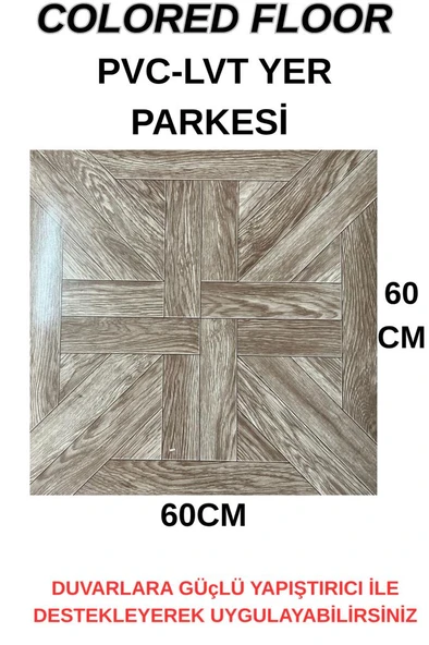 60cmx60cm Versay Model Desenli Pvc-Lvt Yapışkanlı Yer Kaplama Paneli Kauçuklu Floor Banyo WC S711P - Resim 2
